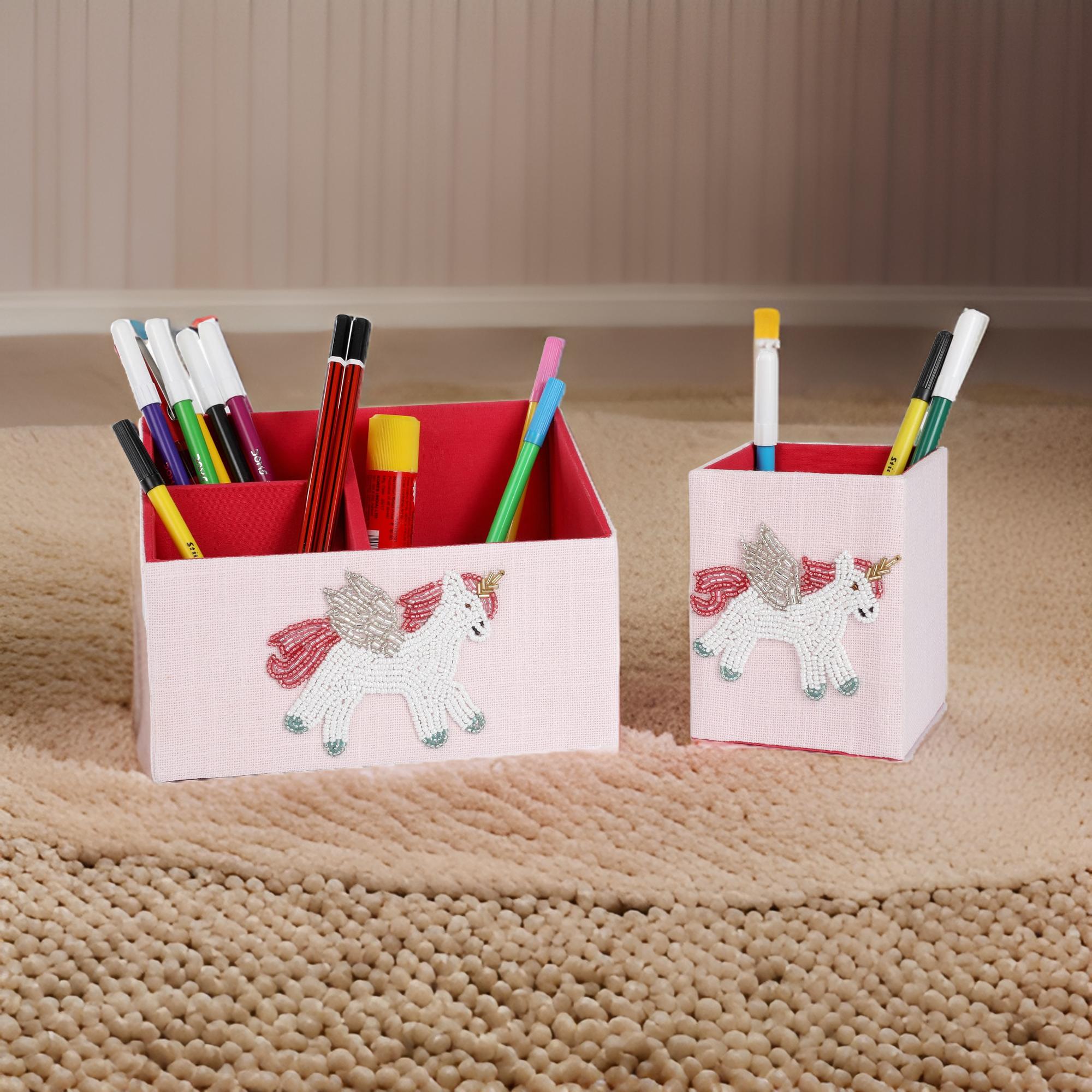 Unicorn Design Stationary Organizer & Pen Holder (Set of 2)